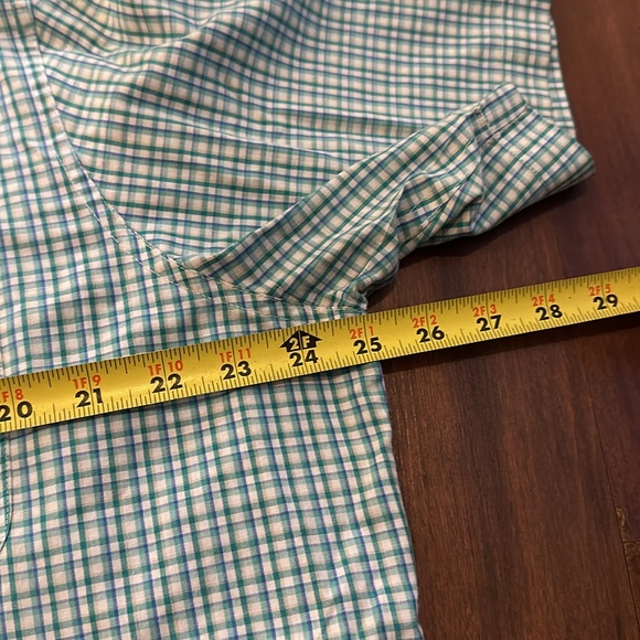 Chaps Green Blue White Plaid Button Down Short Sleeve Dress Casual Shirt Size XL - Picture 10 of 11